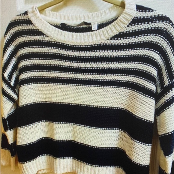 Striped Black and White Women's Sweater - Picture 1 of 4
